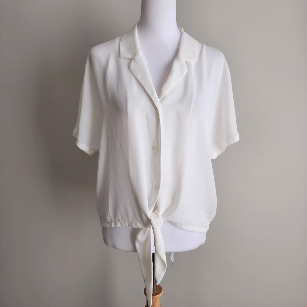 Simons Tie Front Blouse Womens‎ Small Flowy Drape Feminine Luxury Old Money Work